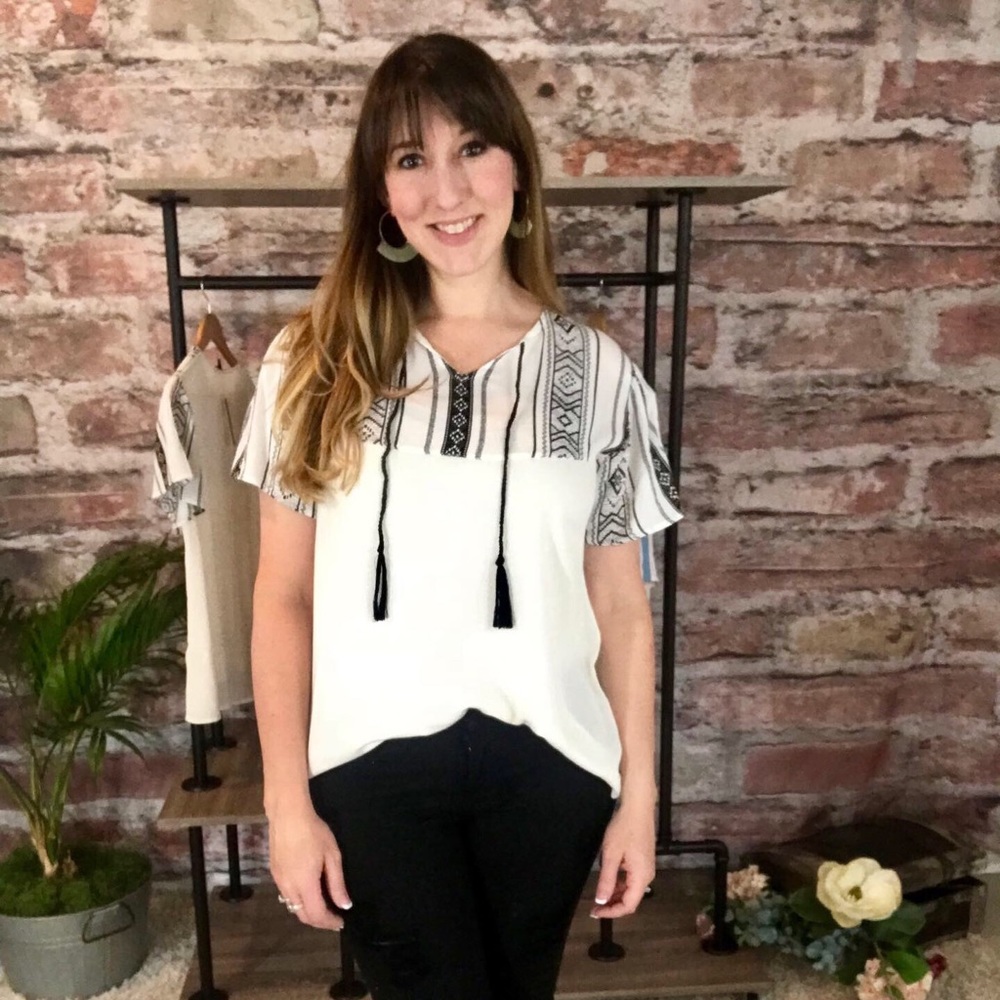 Black and white boho shirt